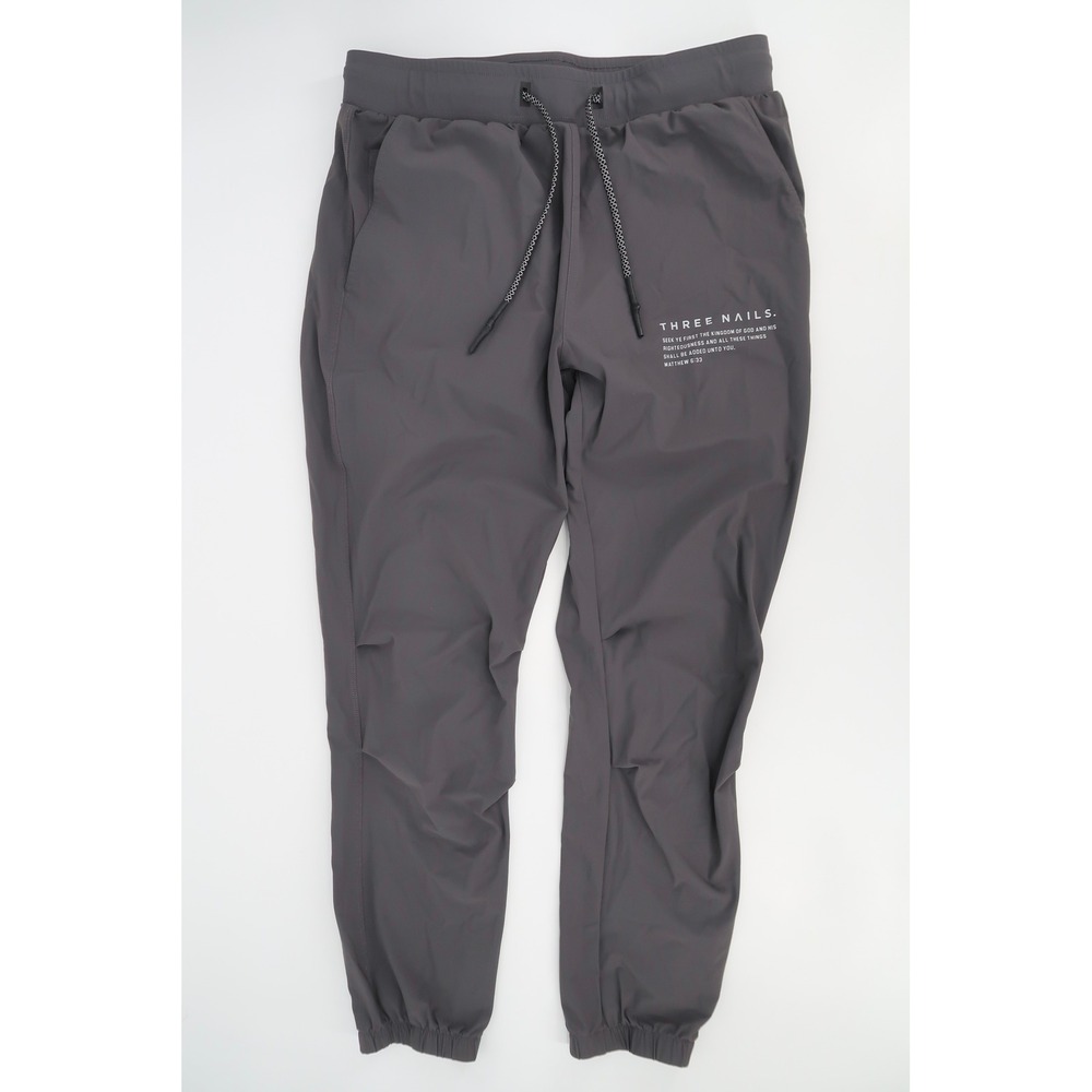 Three Nails Joggers‎ Mens Large Gray Matthew 6:33 Scripture Athletic Pants Vapor